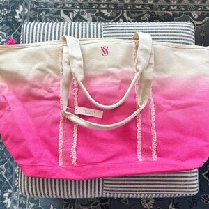 Victoria's Secret Ombre Pink and Cream Zip Top Tote